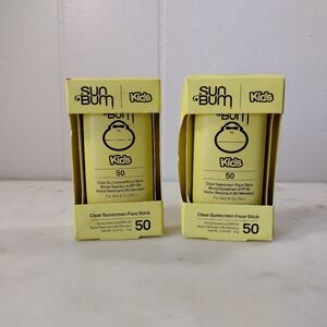 (2) Sun Bum KIDS Clear Sunscreen Face Stick SPF 50, Exp 06/2025, 0.53 oz Ea, New